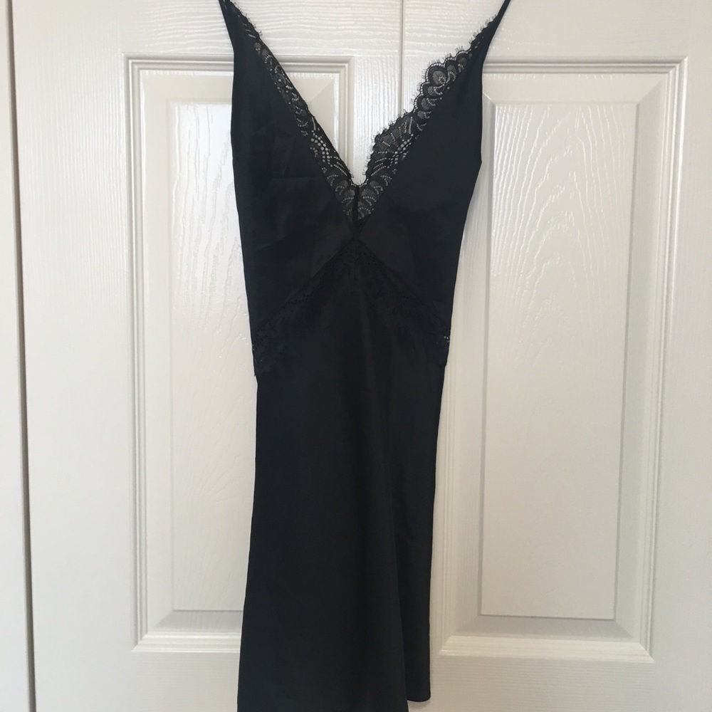 La SENZA black lace chemise slip dress size XS